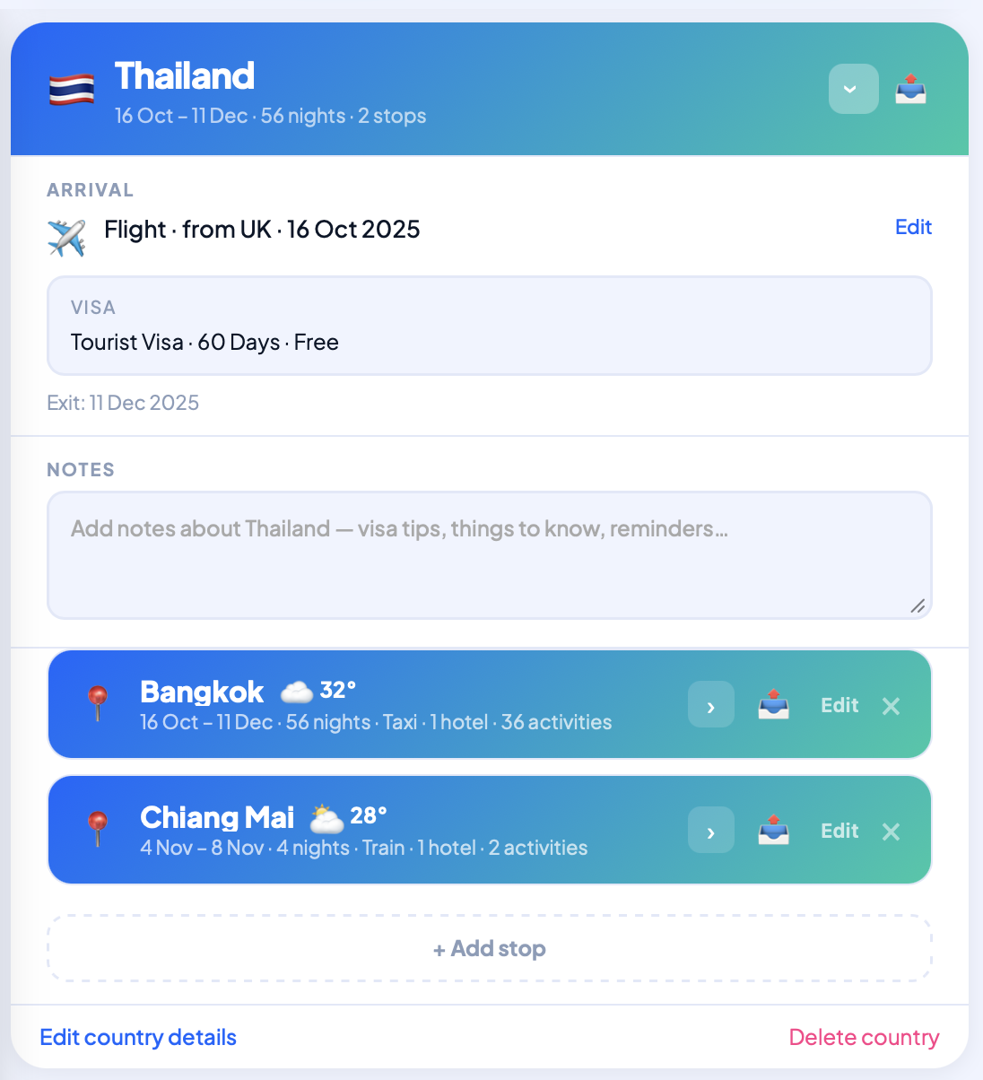 trip with Thailand open