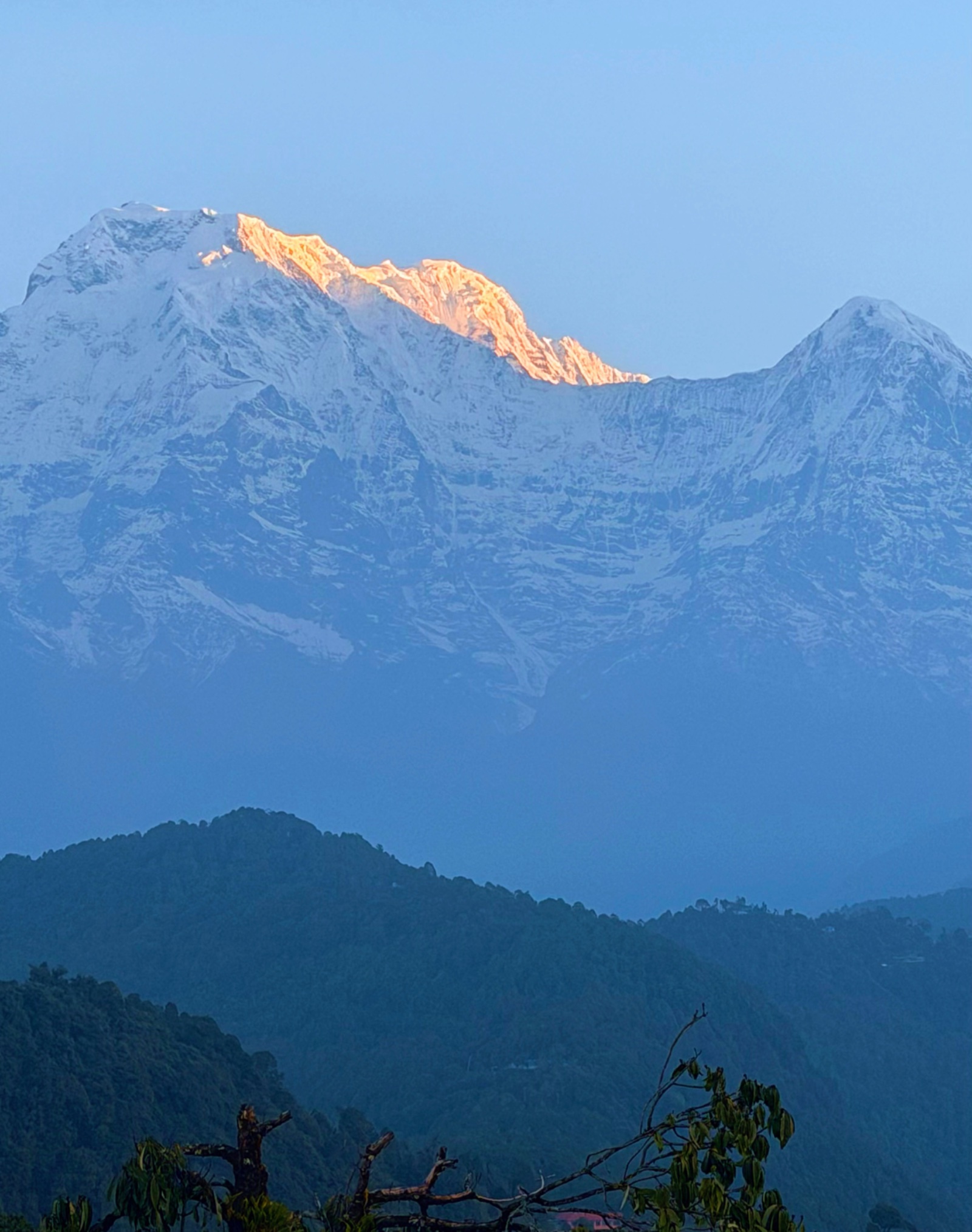 Annapurna mountain range view from Australian Camp at sunrise