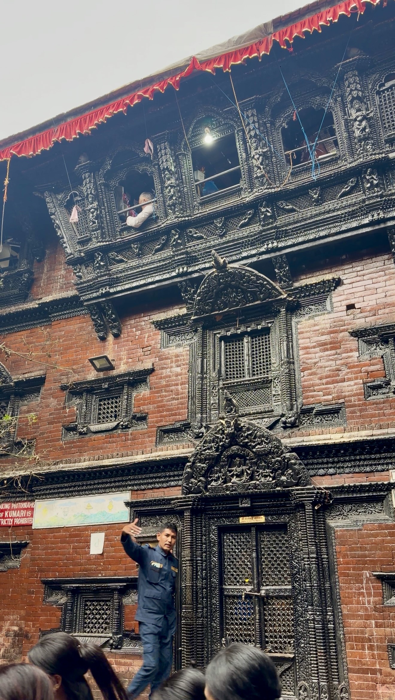 Intricate carving within the Kumari square